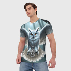 Футболка мужская Лес и белая сова, цвет: 3D-принт — фото 2