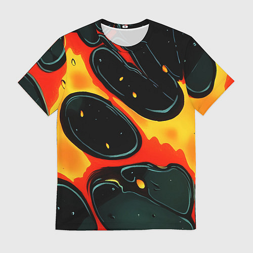 Мужская футболка Оранжевые разломы текстура / 3D-принт – фото 1