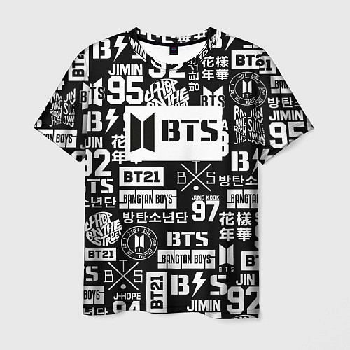 Мужская футболка Bangtan Boys pattern black / 3D-принт – фото 1