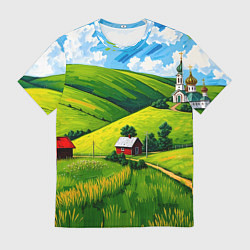 Мужская футболка Русская деревенька