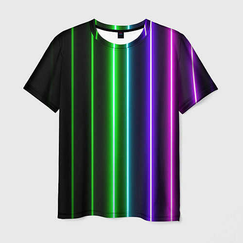 Мужская футболка Neon lines / 3D-принт – фото 1