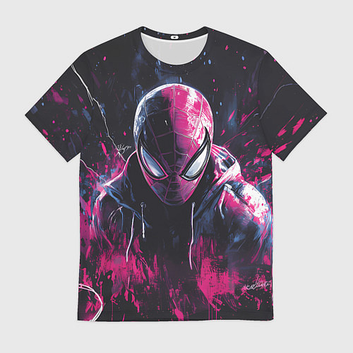 Мужская футболка Человек-паук и розовая краска / 3D-принт – фото 1