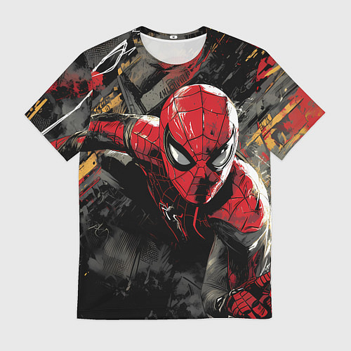 Мужская футболка Человек-паук и красная краска / 3D-принт – фото 1