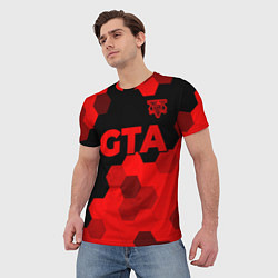 Футболка мужская GTA - red gradient посередине, цвет: 3D-принт — фото 2