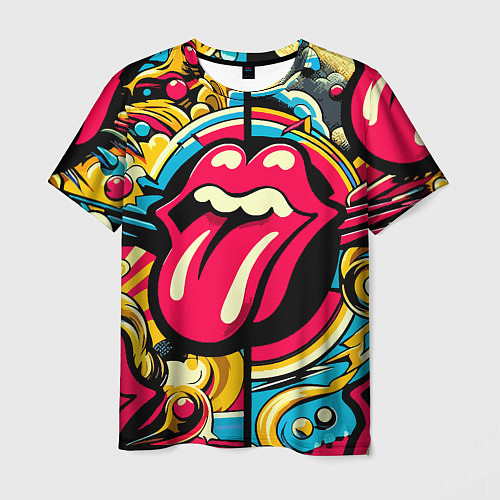 Мужская футболка Rolling Stones logo - pop art pattern / 3D-принт – фото 1