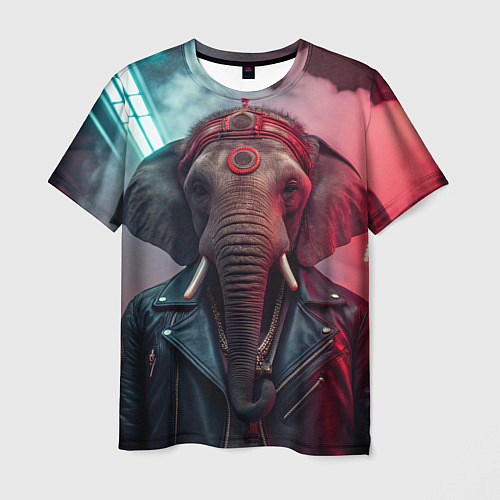 Мужская футболка Cyberpunk elephant / 3D-принт – фото 1