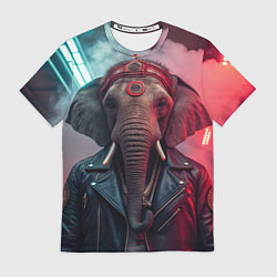 Футболка мужская Cyberpunk elephant, цвет: 3D-принт