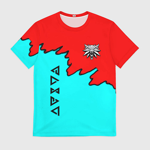 Мужская футболка Ведьмак краски логотип / 3D-принт – фото 1