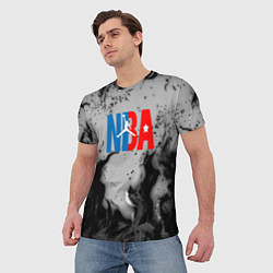 Футболка мужская NASA неоновый огонь, цвет: 3D-принт — фото 2