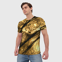 Футболка мужская Золото с черной текстурой, цвет: 3D-принт — фото 2