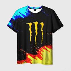 Мужская футболка Monster energy огненные краски