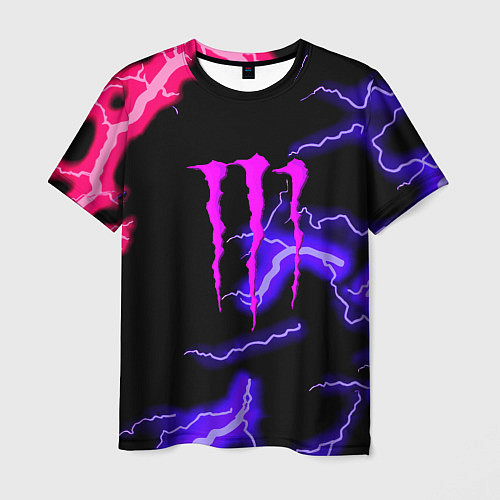 Мужская футболка Monster energy неоновый шторм / 3D-принт – фото 1