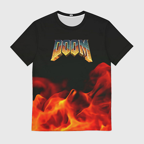 Мужская футболка Doom огненная текстура / 3D-принт – фото 1