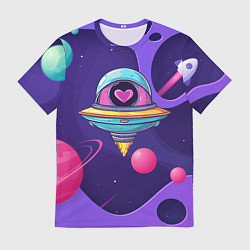 Футболка мужская Летающая тарелка с сердцем, цвет: 3D-принт