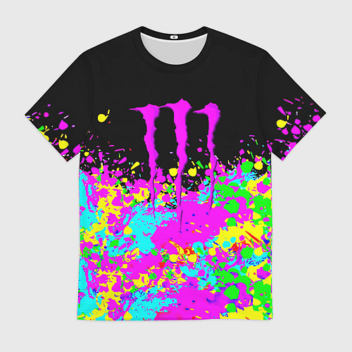 Мужская футболка Monster energy краски неоновые / 3D-принт – фото 1