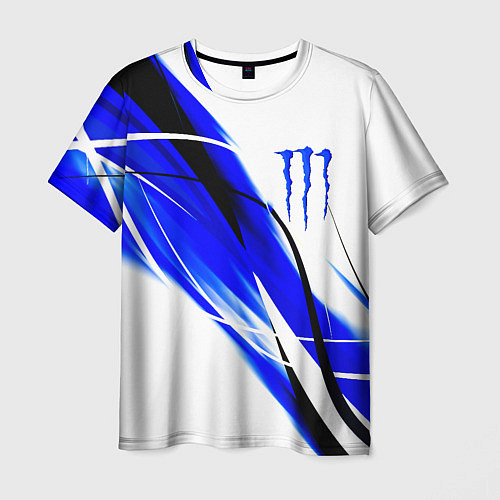 Мужская футболка Monster energy линии абстракции / 3D-принт – фото 1
