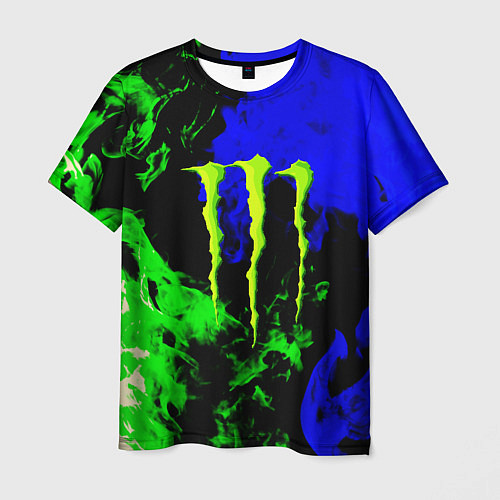 Мужская футболка Monster energy кислотный огонь / 3D-принт – фото 1