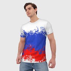 Футболка мужская Флаг России в виде хаотичных пятен, цвет: 3D-принт — фото 2