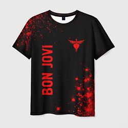 Мужская футболка Bon Jovi - red gradient вертикально