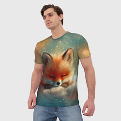 Футболка мужская Лисенок спит на облаке, цвет: 3D-принт — фото 2