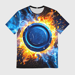 Футболка мужская Шайба в синем пламени, цвет: 3D-принт