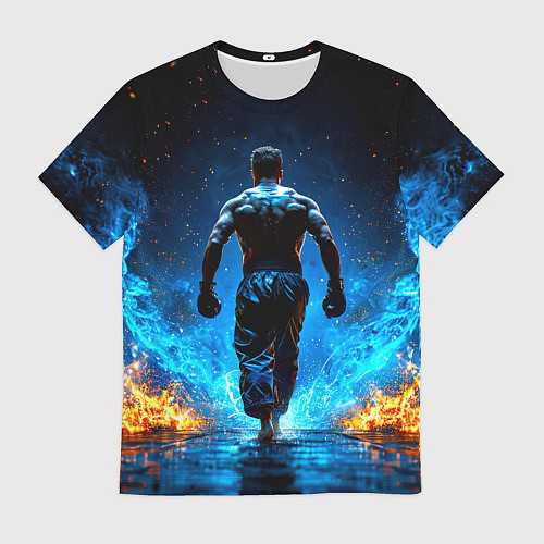 Мужская футболка Боец крав-мага в синем пламени / 3D-принт – фото 1