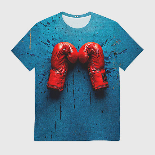 Мужская футболка Бойцовские перчатки на синем / 3D-принт – фото 1