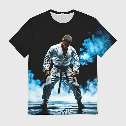 Мужская футболка Боец джиу-джитсу в дыму / 3D-принт – фото 1