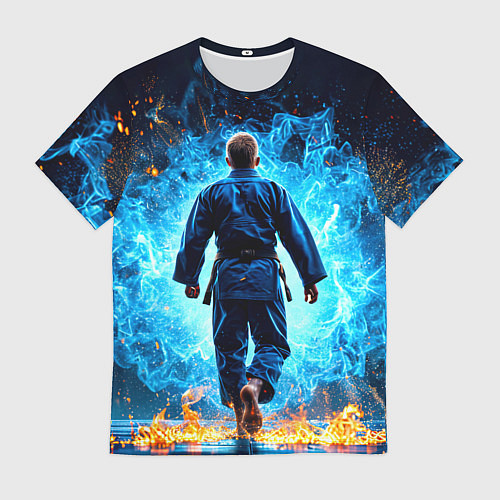 Мужская футболка Дзюдоист в синем пламени / 3D-принт – фото 1