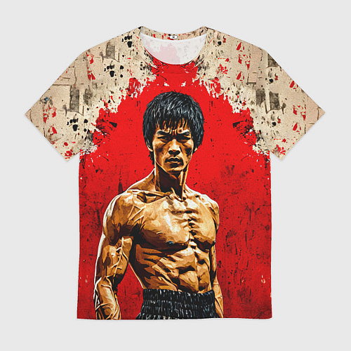 Мужская футболка Брюс Ли на красном / 3D-принт – фото 1