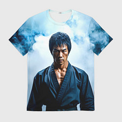 Футболка мужская Брюс Ли в дыму, цвет: 3D-принт