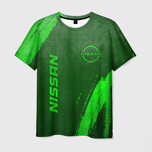 Мужская футболка Nissan - green gradient вертикально / 3D-принт – фото 1