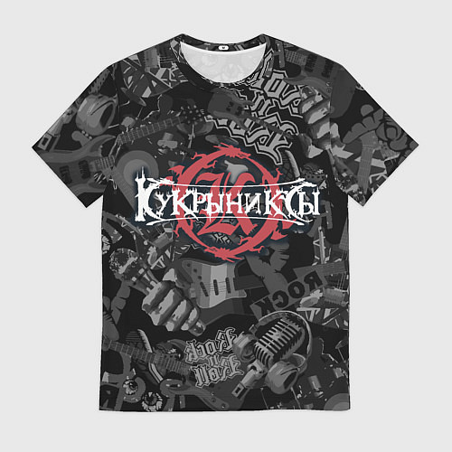 Мужская футболка Кукрыниксы логотип на фоне гитар / 3D-принт – фото 1