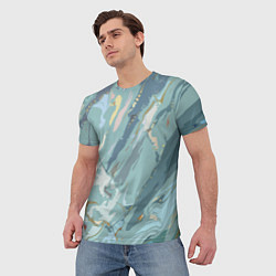 Футболка мужская Холодный голубой абстракция, цвет: 3D-принт — фото 2