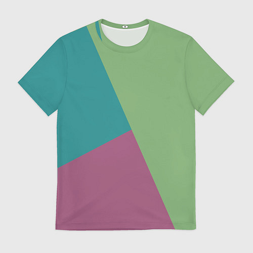 Мужская футболка Сине-зелёно-розовый тёмный трёхцветный / 3D-принт – фото 1