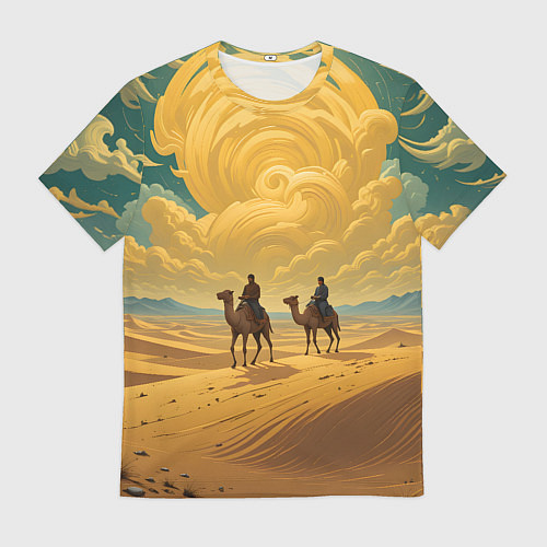 Мужская футболка В пустыне на верблюдах / 3D-принт – фото 1