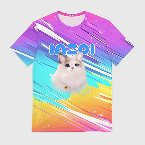 Мужская футболка Inzoi кошечка на радужном фоне / 3D-принт – фото 1