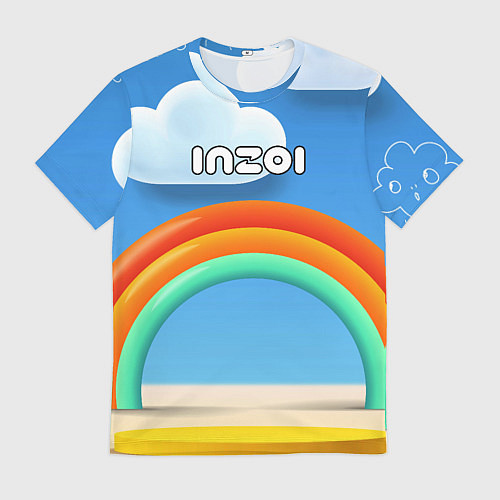 Мужская футболка Inzoi объемная радуга и облака / 3D-принт – фото 1