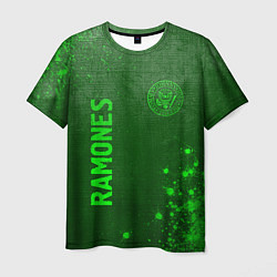 Мужская футболка Ramones - green gradient вертикально