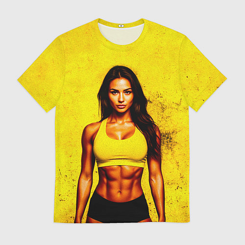 Мужская футболка Фитоняшка на желтом / 3D-принт – фото 1