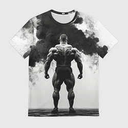 Футболка мужская Бодибилдер и черный дым, цвет: 3D-принт