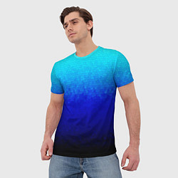 Футболка мужская Градиент мозаика из голубого в чёрный, цвет: 3D-принт — фото 2