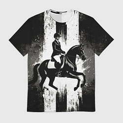 Футболка мужская Конный спорт на черном, цвет: 3D-принт