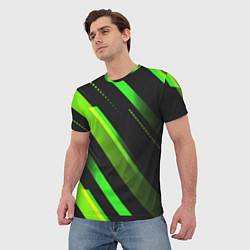 Футболка мужская Color black green, цвет: 3D-принт — фото 2