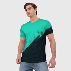 Футболка мужская Color black light blue, цвет: 3D-принт — фото 2