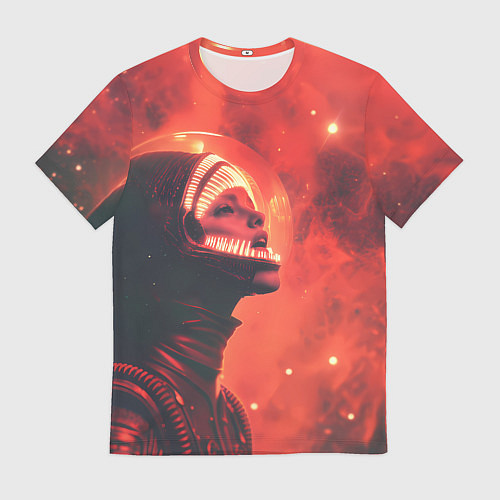 Мужская футболка Девушка в космосе в костюме чужого / 3D-принт – фото 1