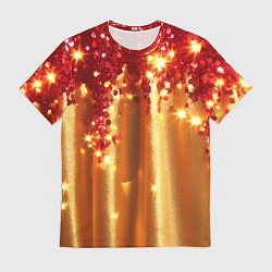 Мужская футболка Красно-золотая волнистая текстура