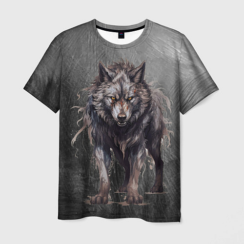 Мужская футболка The fierce wolf / 3D-принт – фото 1