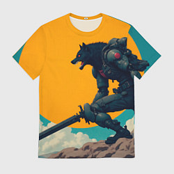 Футболка мужская Киберчеловек-волк, цвет: 3D-принт