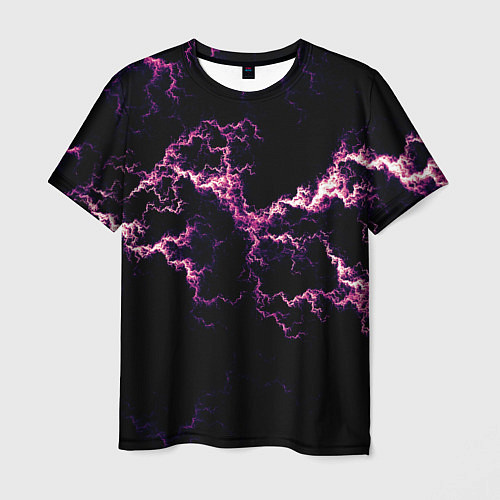 Мужская футболка Lightning pink glow / 3D-принт – фото 1